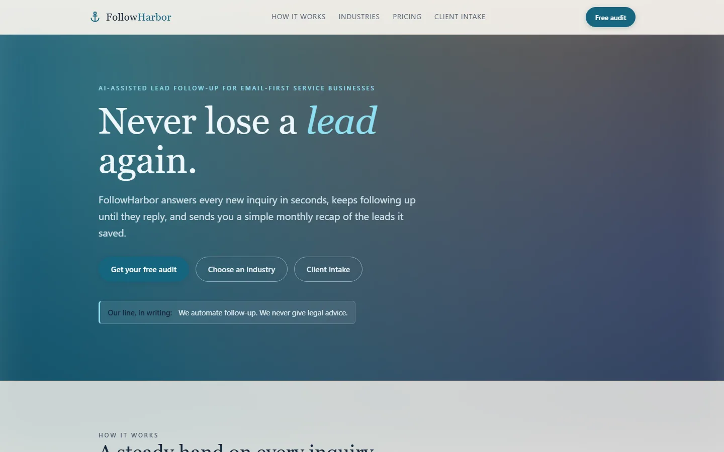 FollowHarbor AI lead follow-up dashboard
